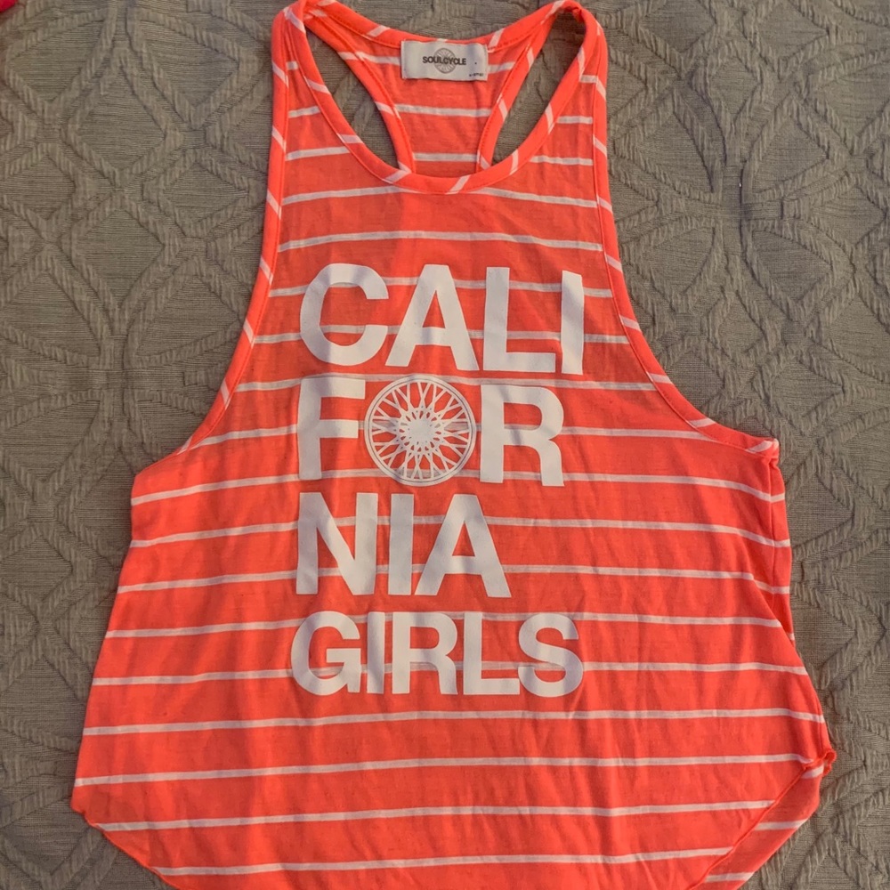 Soul cycle Coral & White Striped Tank, Women’s XS